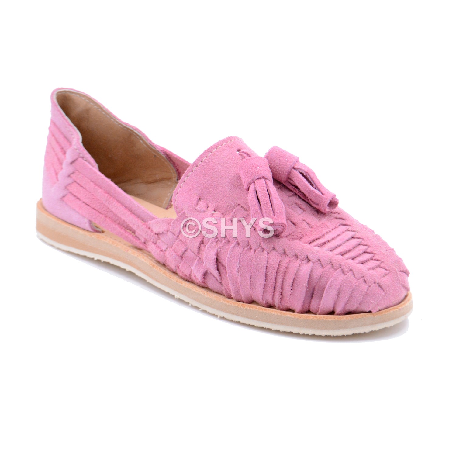Huarache Artesanal Mujer Dama Rosa Gamuza Dds-135