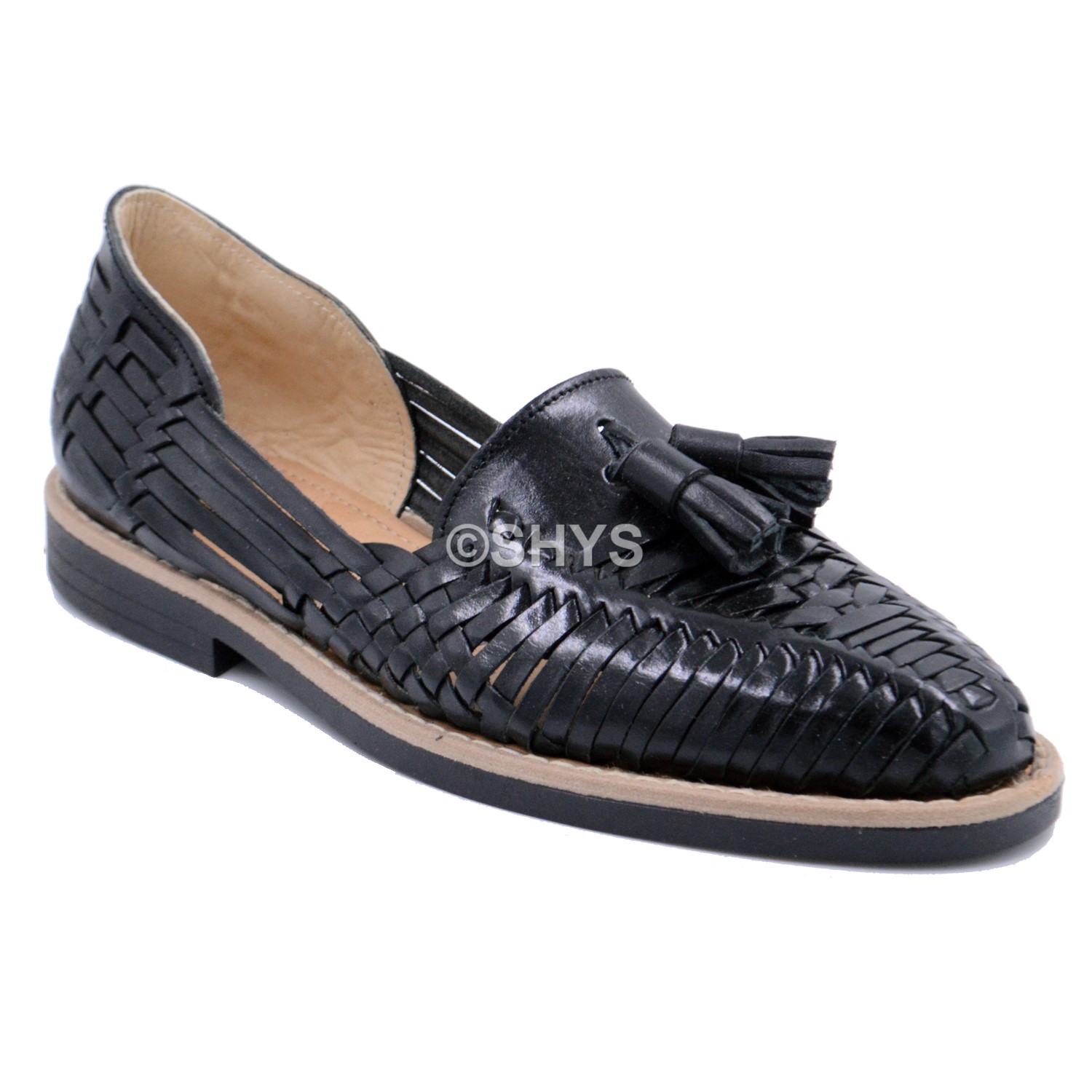 Leather Mexican Sandals For Man Huaraches Black Cds-020