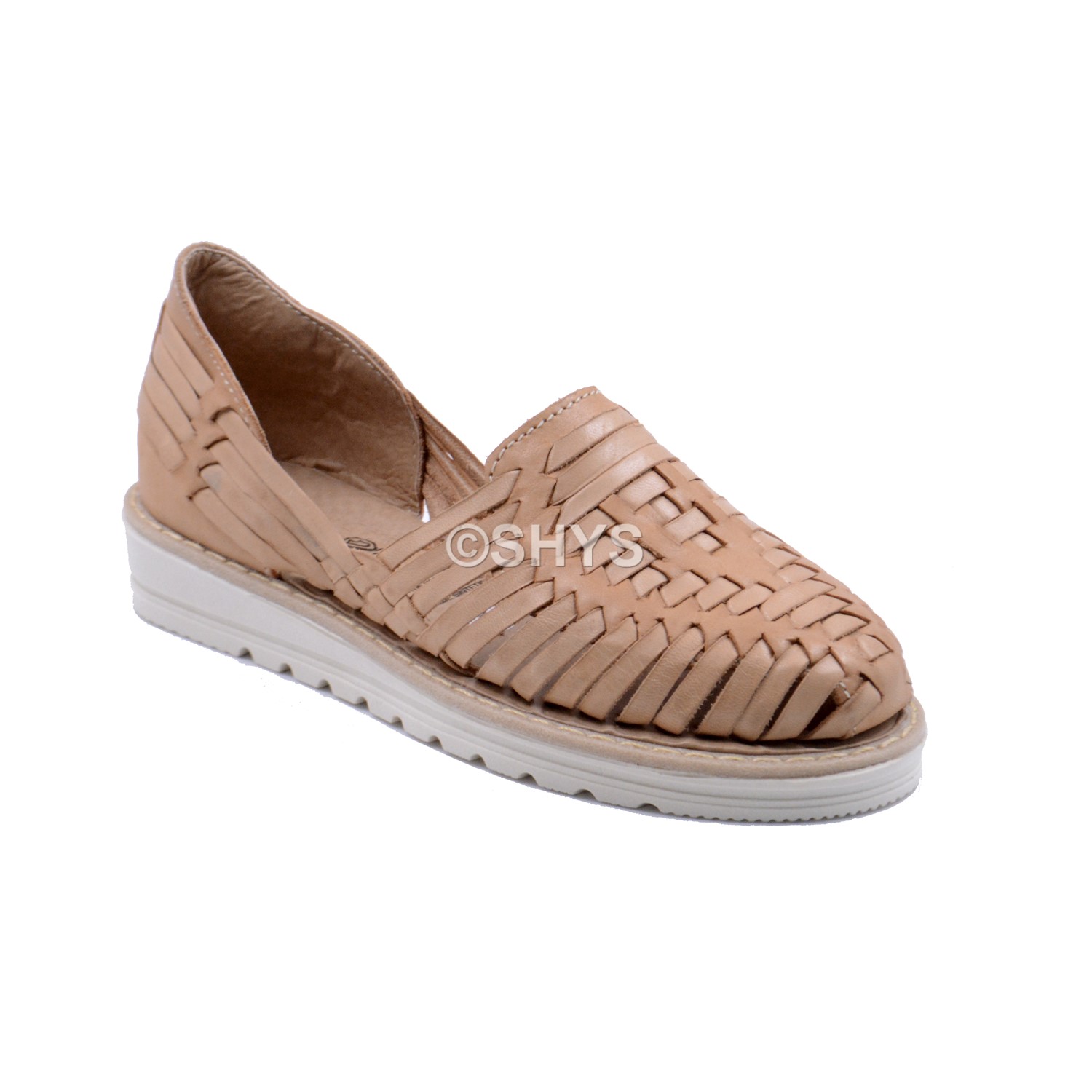 Leather Mexican Wedge Sandals For Woman Huaraches Tan Dps-142
