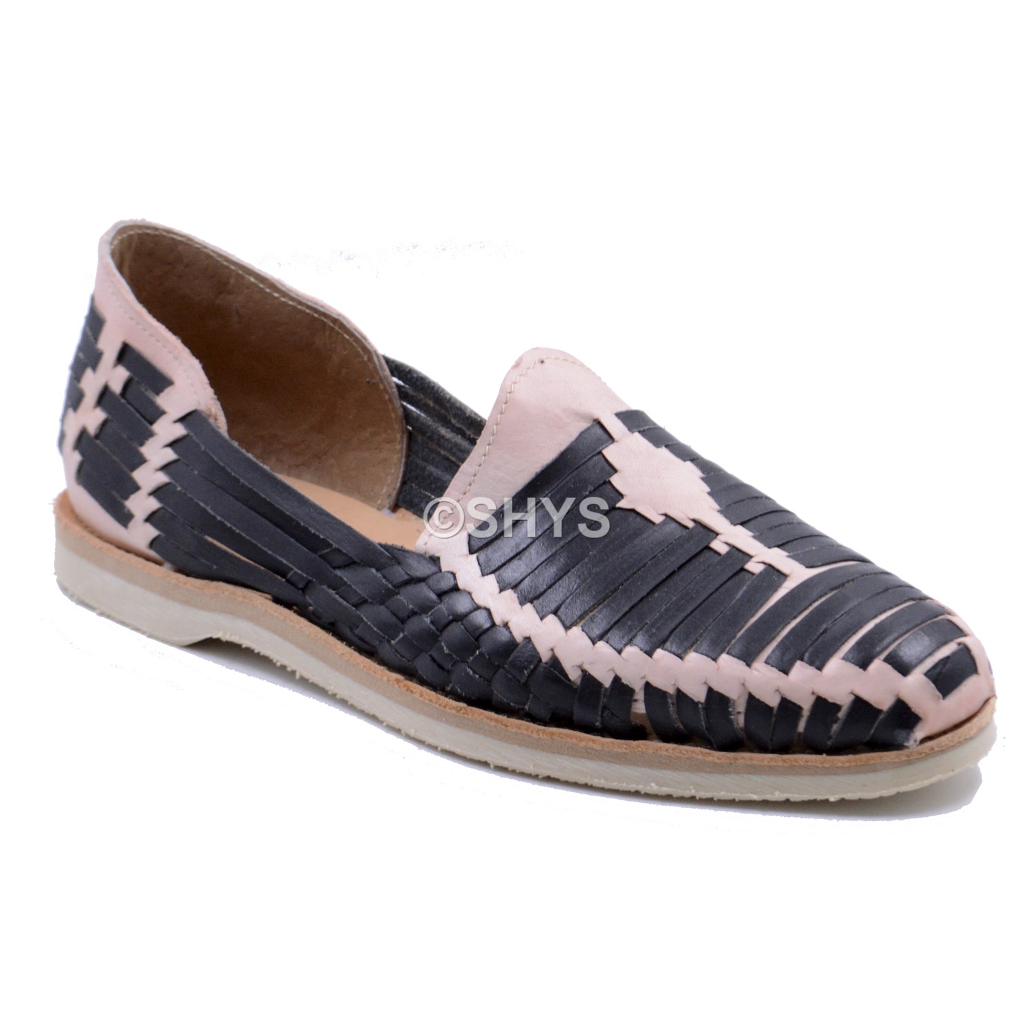 Leather Mexican Sandals For Man Huaraches Natural Black Cds-047-2