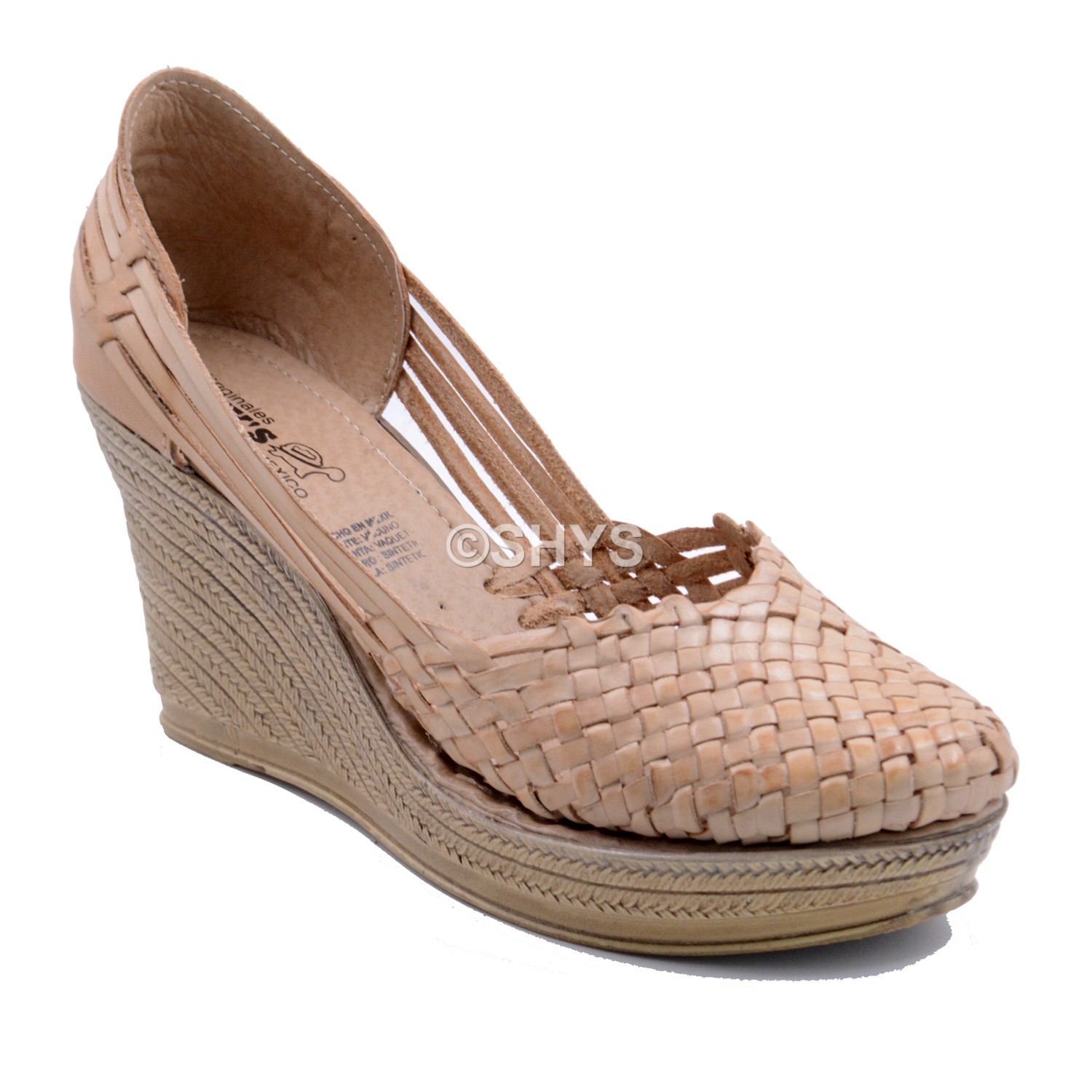 Leather Mexican Wedge Sandals For Woman Huaraches Tan Dps-144