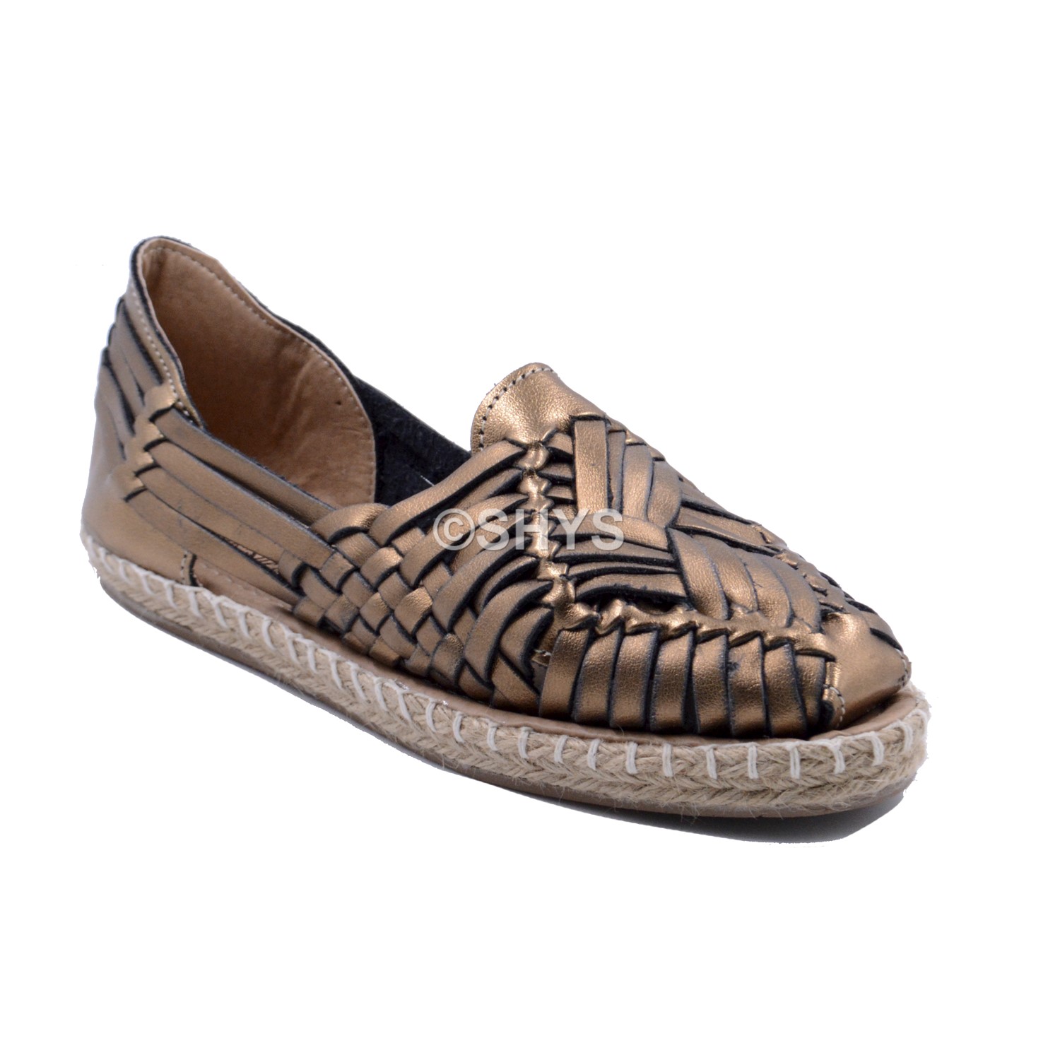 Leather Mexican Wedge Sandals For Woman Huaraches Bronze Dps-083